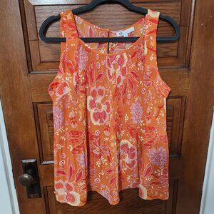 NWT Orange floral tank blouse, size L